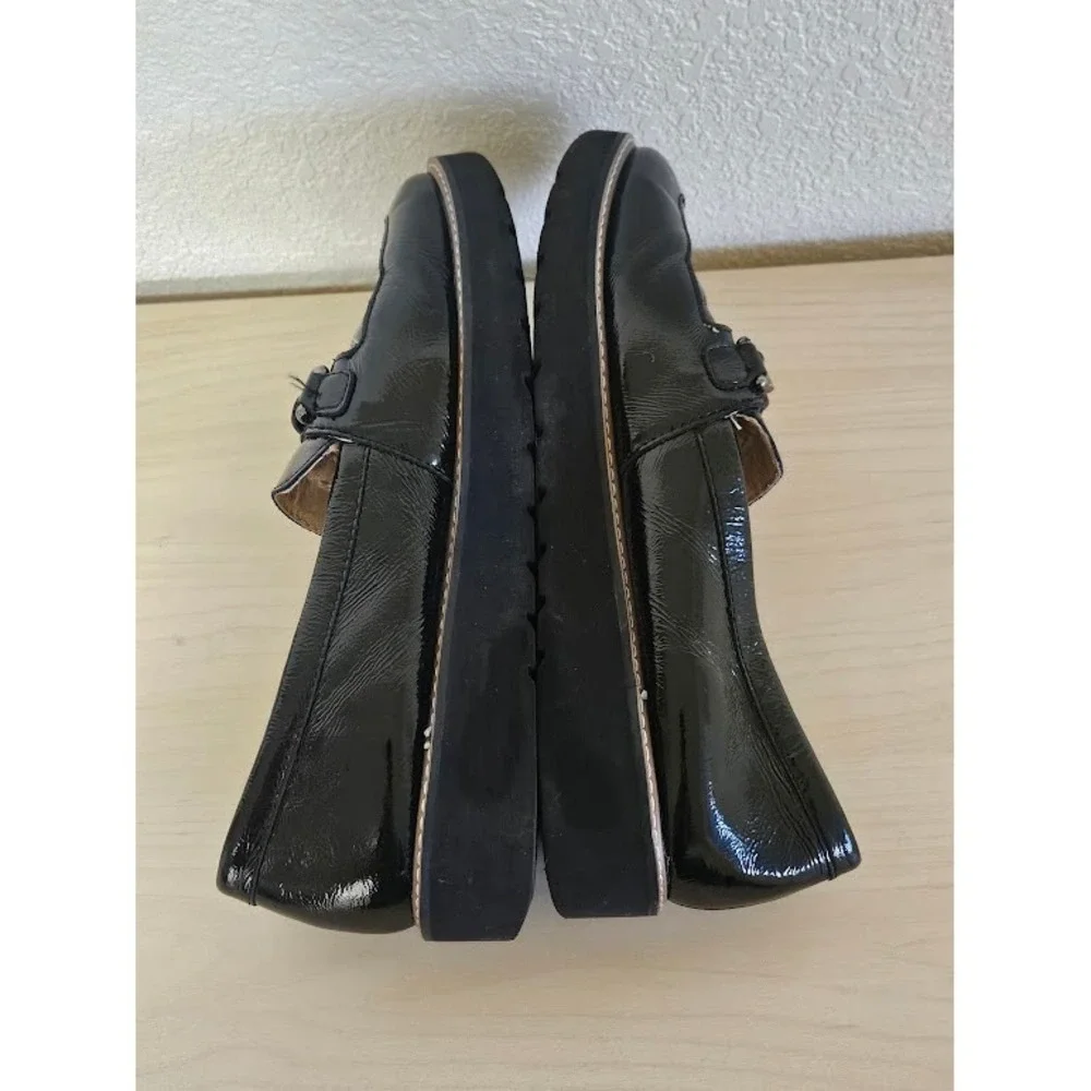 Naturalizer Agnes Patent Leather Loafer Black Chain Women Size 9 Chunky Platform